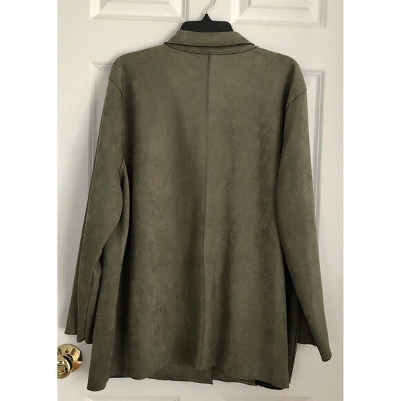 ALFRED DUNNER SIZE XL FAUX SUEDE CAR COAT 2 BUTTON FRONT 2 POCKETS COLLARED NECK - Picture 4 of 9